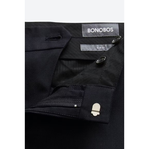 Bonobos Italian Wool Tuxedo Pant NAVY HOPSCOTCH Sz 32 x UNF Unhem Slim Fit - NEW - Picture 6 of 6